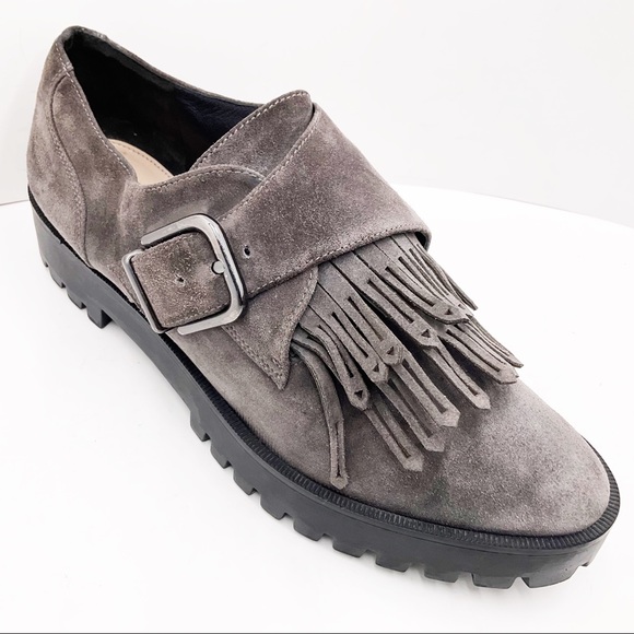 {Vis Spigia} Suede Fringed Loafers - Picture 2 of 16